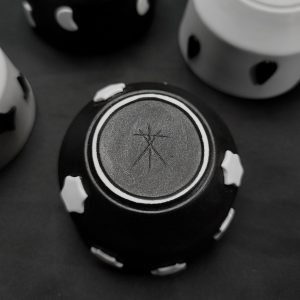 Black Smooth Porcelain Cup star relief