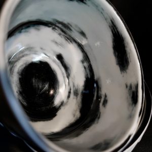 Black and White Mottled Porcelain Cup inside