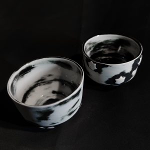 Black and White Mottled Porcelain Cups set