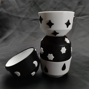Black and White Smooth Porcelain Cups setB