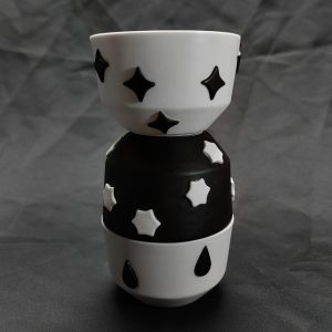 Black and White Smooth Porcelain Cups stack