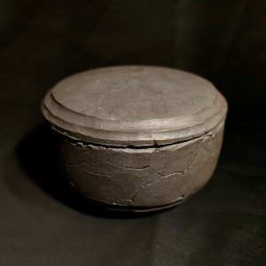 Dark Clay Rustic Lidded Jar hand carved