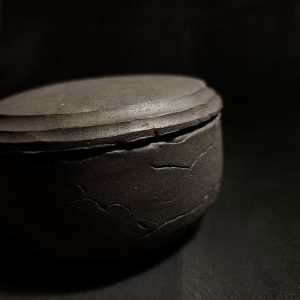 Dark Clay Rustic Lidded Jar side