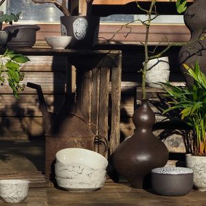 Hand Sculpted Decorative Vase outside