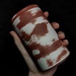 Tall cup Smudged effect red and white A